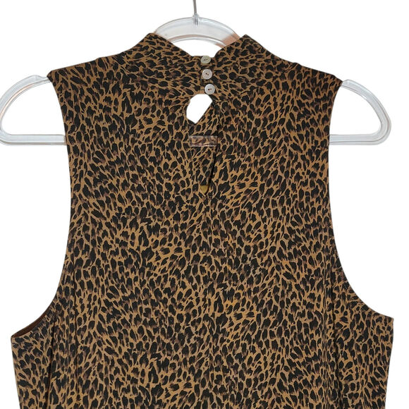 Garnet Hill Leopard Animal Print Maxi Dress Sleeveless Brown Black Casual Size L - Picture 8 of 16
